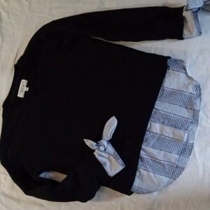 Derek Lam Denim sweatshirt with gingham stripe accent fabric